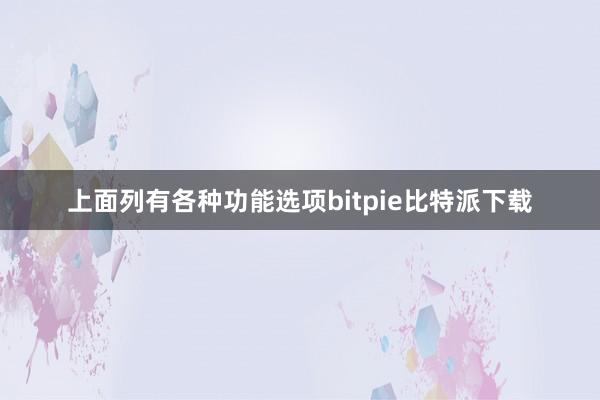 上面列有各种功能选项bitpie比特派下载