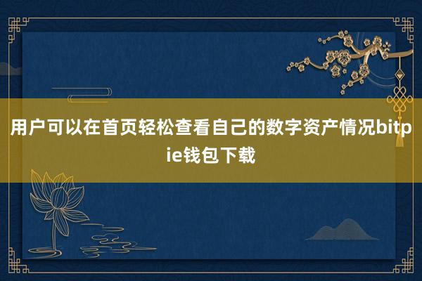 用户可以在首页轻松查看自己的数字资产情况bitpie钱包下载