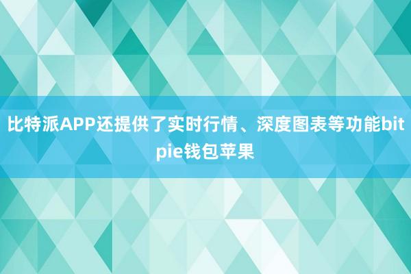 比特派APP还提供了实时行情、深度图表等功能bitpie钱包苹果