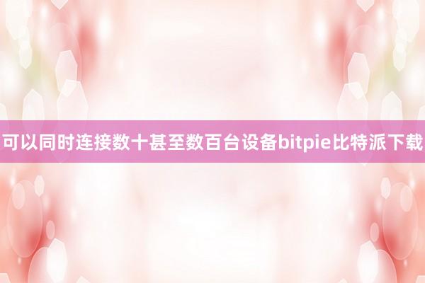 可以同时连接数十甚至数百台设备bitpie比特派下载