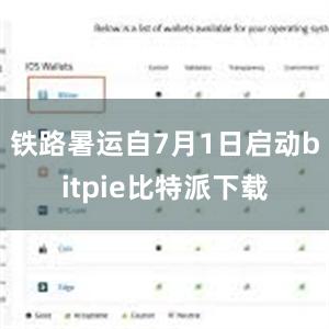 铁路暑运自7月1日启动bitpie比特派下载